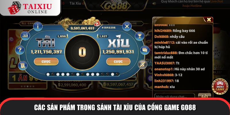 Các sản phẩm trong sảnh tài xỉu của cổng game GO88